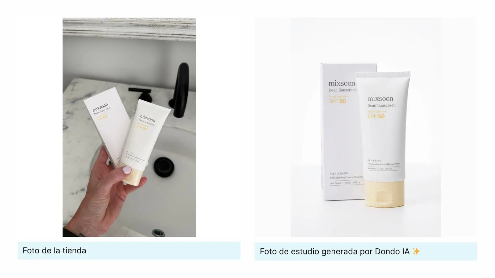 Tubos originales de cuidado de la piel junto a una foto de estudio generada