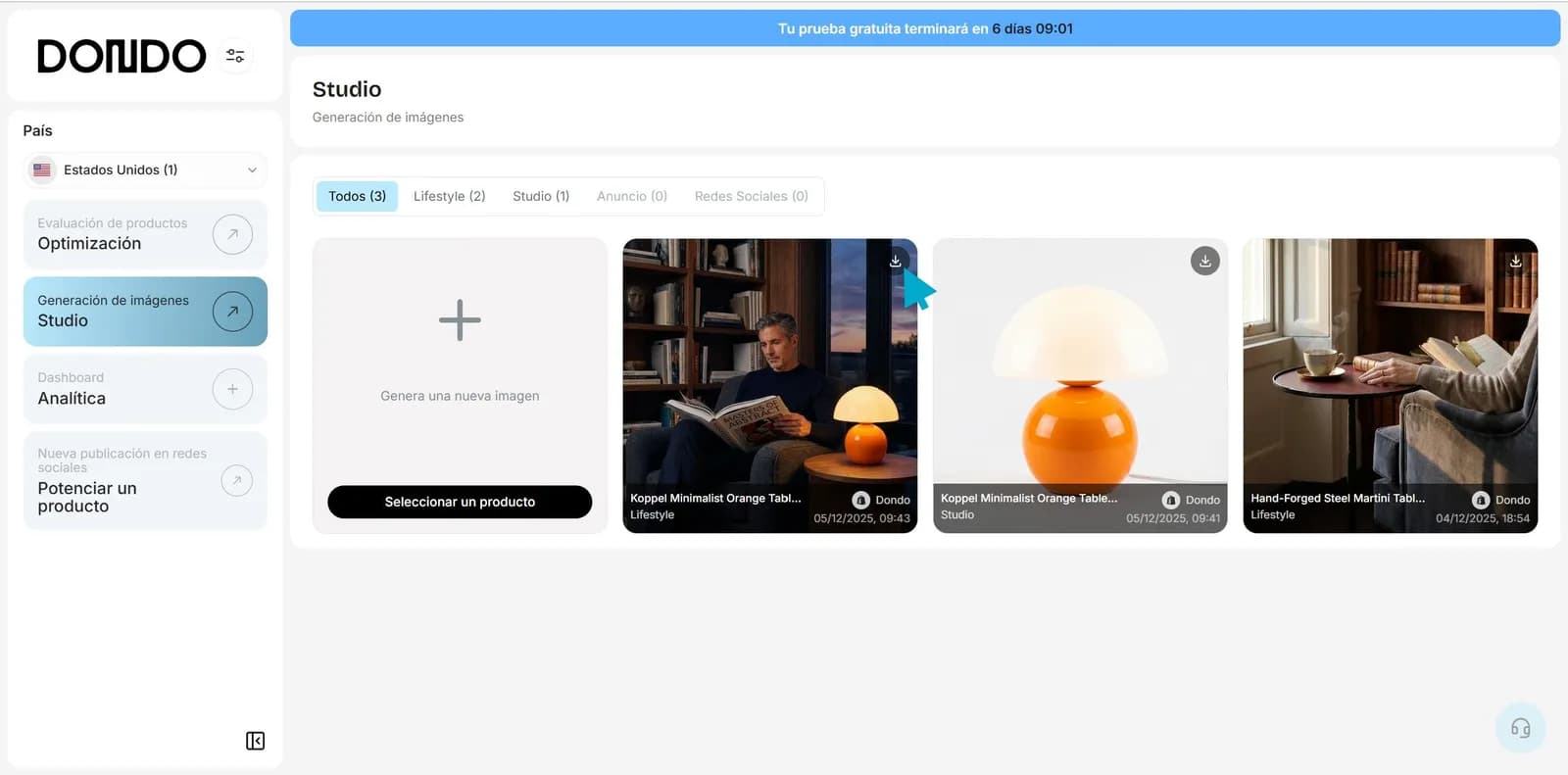 Dondo Studio muestra la lámpara original y los resultados de imágenes generadas