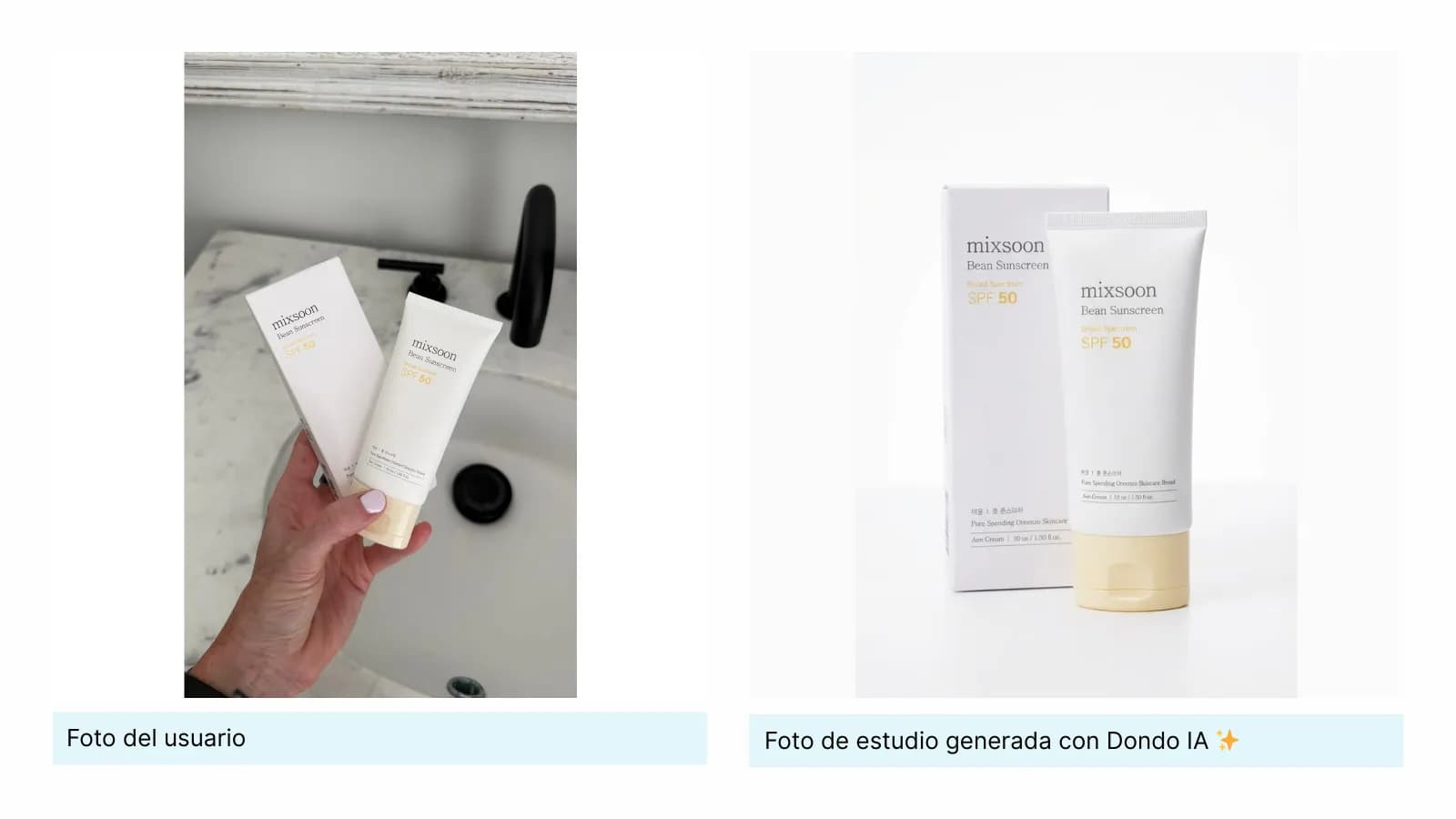 Tubos originales de cuidado de la piel en una mano junto a una vista de estudio generada