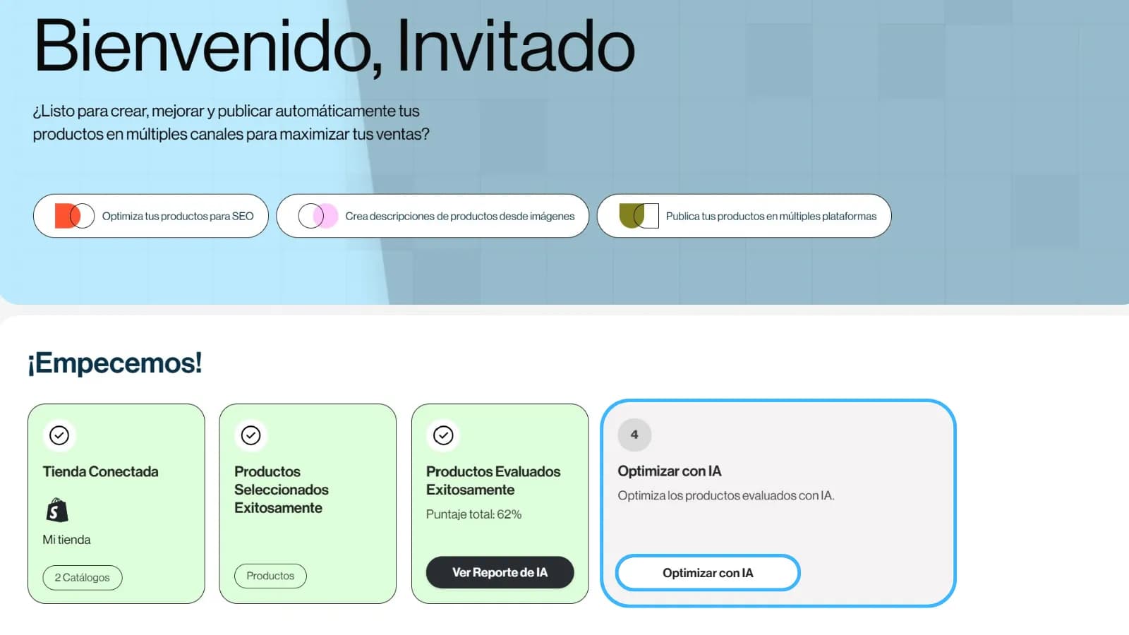 captura de pantalla de la interfaz de Dondo en donde se ve el paso de optimizar con Dondo IA